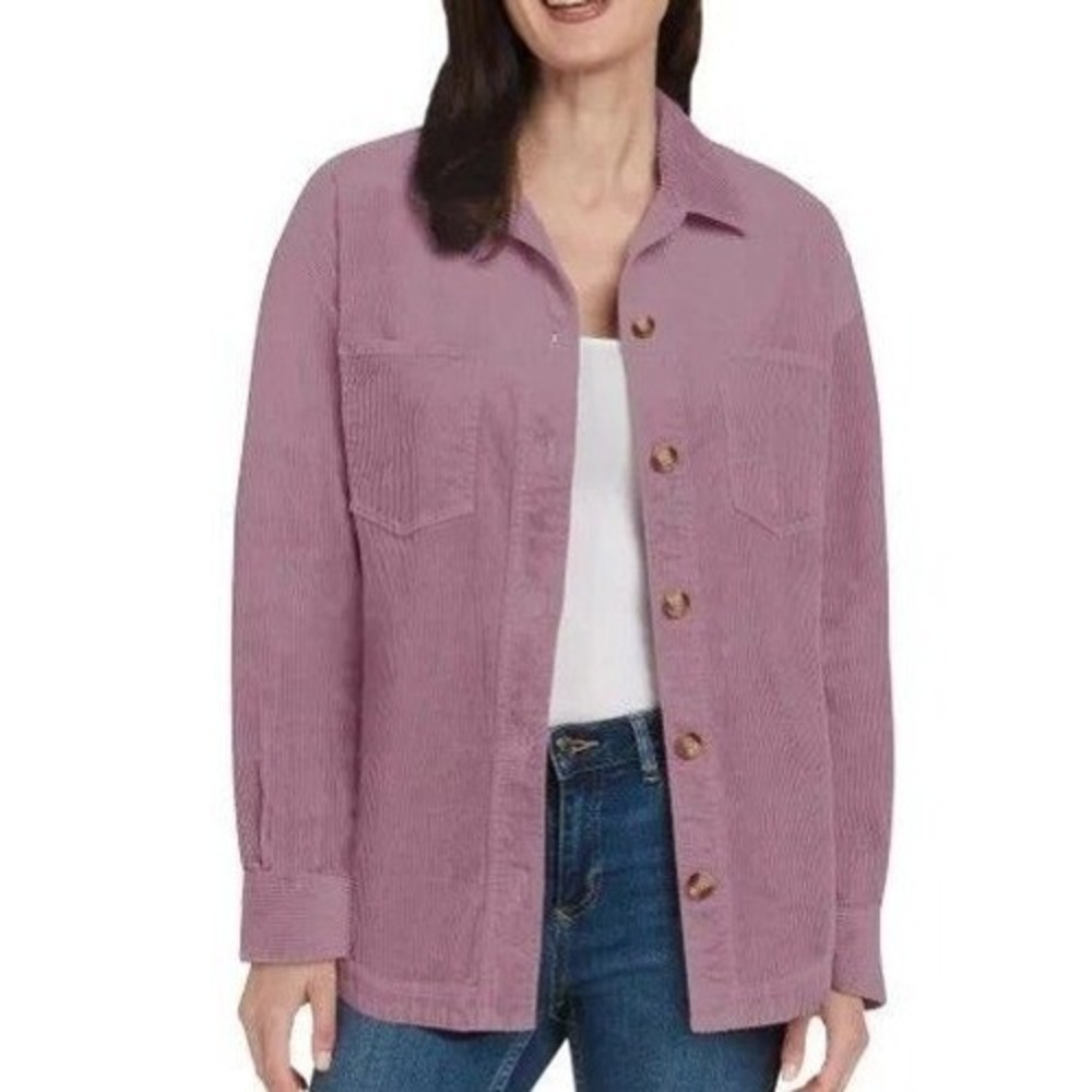 NWT Matty M Women's XL Purple Corduroy Shirt Jacket Cotton Stretch
